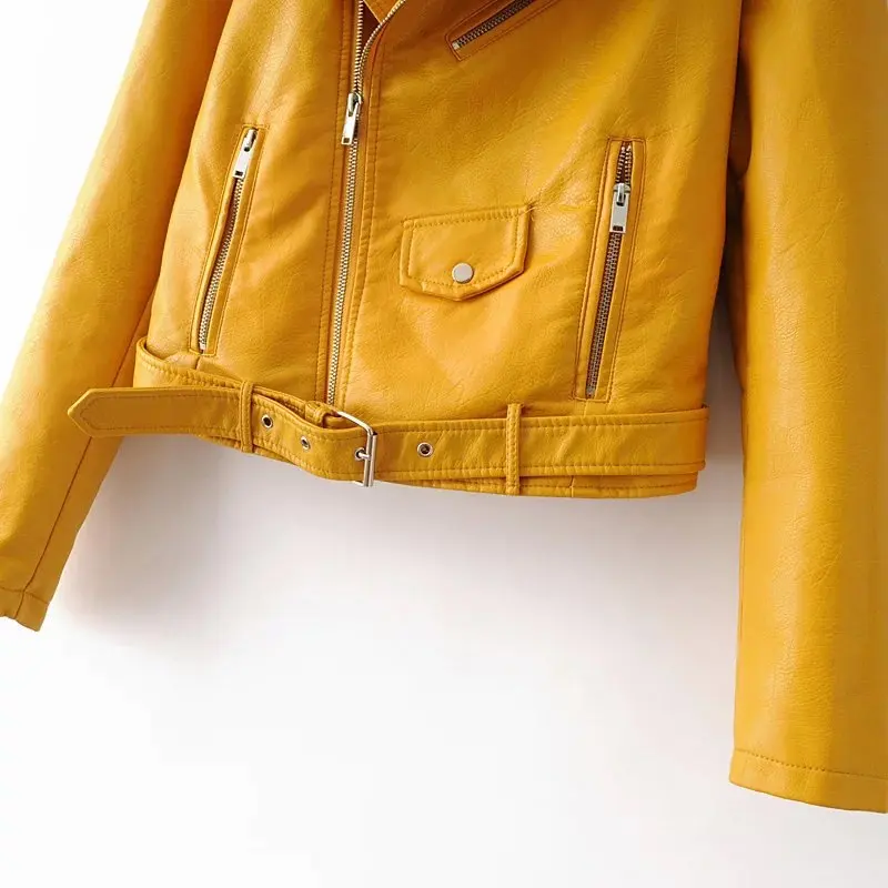 Fashion Women Casual Soft PU Leather Zipper Coat Biker Motorcycle Slim Jacket Tops Short Zip Up Casual Leather Jacket Plus SIZE