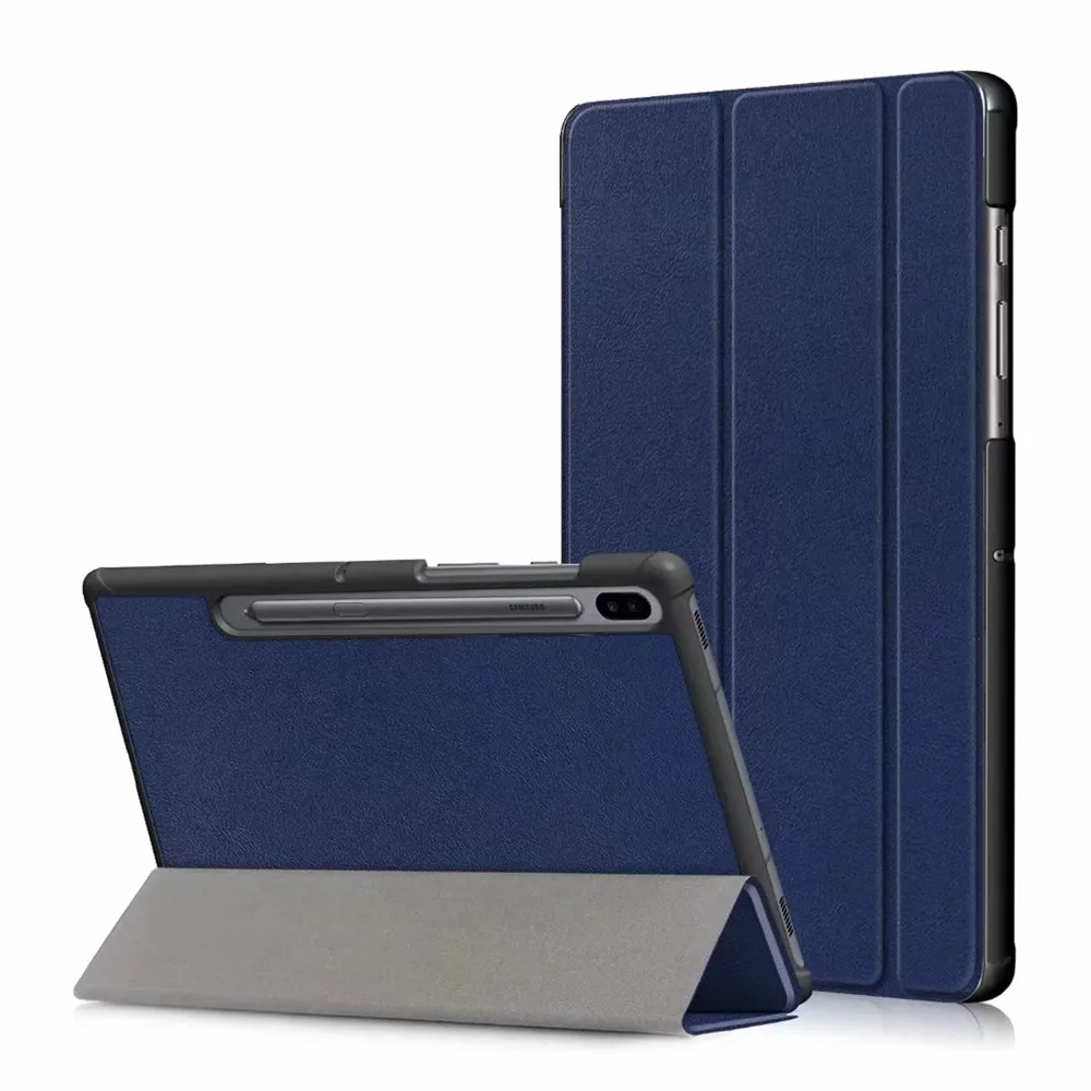 Чехол для Samsung Galaxy Tab S6 10,5 SM-T860 SM-T865 10," Смарт планшет стенд чехол для Galaxy Tab S6 10,5 чехол+ стилус+ пленка - Цвет: Dark blue