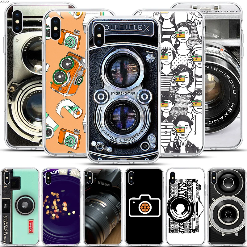 Photograhy vintage retro cameras SOFT TPU phone Case for iphone 11 11Pro XS Max X XR 7 8 6s Plus 5s clear Silicone fashion cover | Мобильные