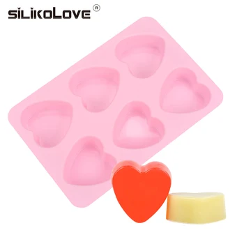 

SILIKOLOVE DIY Silicone Soap Mold For Soap Making 3D 6 Forms Heart Shaped Soap Mould Handmade Bathroom Kitchen Soap Mold
