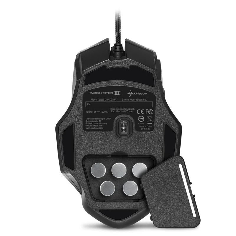 Мышь Sharkoon Drakonia II Black, оптическая, проводная, 15000 dpi, USB, подсветка RGB, цвет: черный