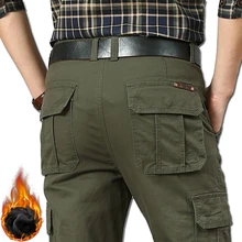 Флисовые брюки мужские зимние толстые теплые карго Комбинезоны повседневные мульти-карманы боевые мешковатые брюки армейские прямые военные брюки 44