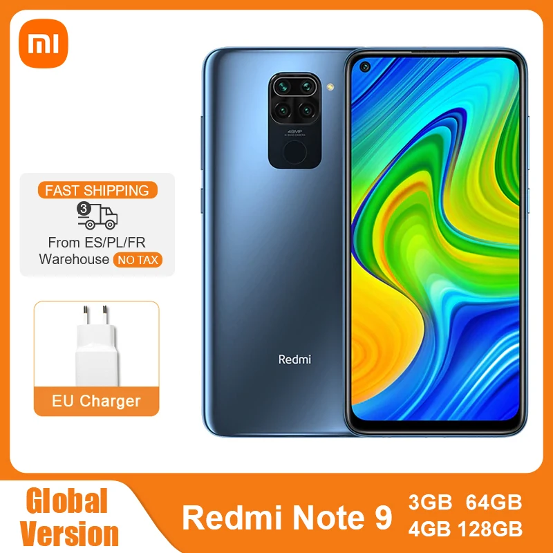 Buen trato Xiaomi-Smartphone Redmi Note 9, versión Global, 64GB/128GB, Helio G85, ocho núcleos, cámara de 48MP, pantalla táctil de 6,53 ", 5020mAh KjwnegqnMKB