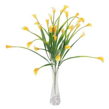 

New Beautiful Bouquet Mini Artificial Calla With Leaf Plastic Fake Lily Aquatic Plants Home Room Decoration Flower
