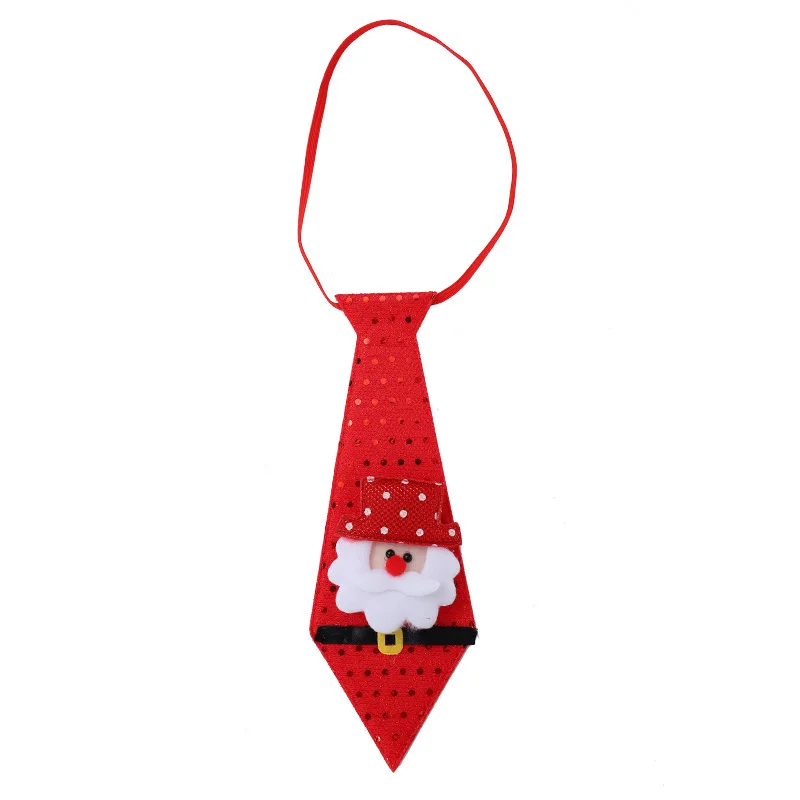 SantaClaus Светодиодный Рождественский галстук, светящийся блестками, лось, медведь, Санта-Клаус, снеговик, галстук для детей, мультяшный галстук, украшение, подарок на год - Цвет: SantaClaus