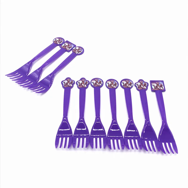 Forks-10PCS 24 шт./лот, популярная игра, ночь в крепостях, топпер для кексов, детские украшения на день рождения, вечерние украшения для детской вечеринки - Цвет: Forks-10PCS