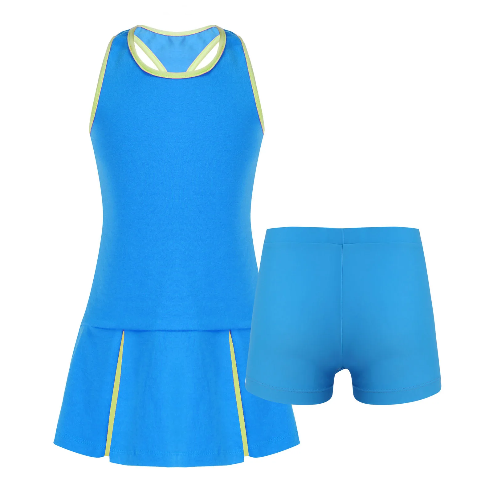 baby dresses Kids Girls Summer Sportswear Stretchy Gym Tennis Badminton Sets Sport Outfit Sleeveless Open Back Sport Dress and Shorts Clothes cheap baby dresses Dresses