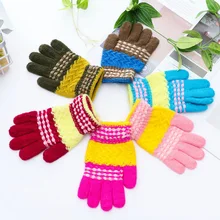 Зимний корейский стиль, искусственный кашемир, детские вязаные перчатки для путешествий, теплые перчатки для студентов, полный палец, перчатки