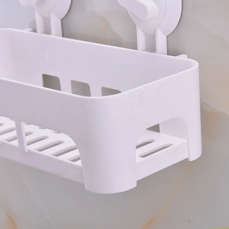 

Household Strong Sucker Storage Shelf ABS Rectangular Bathroom Storage Box Plastic Kitchen Seemless Storage Shelf