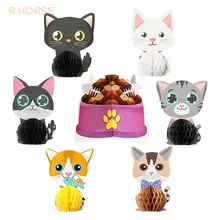 Centre de Table en nid d'abeille sur le thème du chat, 7 pièces/ensemble, décoration de Table Double face, accessoires de cabine Photo pour enfants