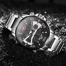 Новые Роскошные мужские часы 30 м водонепроницаемые спортивные часы Роскошный светодиодный дисплей наручные часы Автоматическая Дата полностью стальные повседневные мужские часы