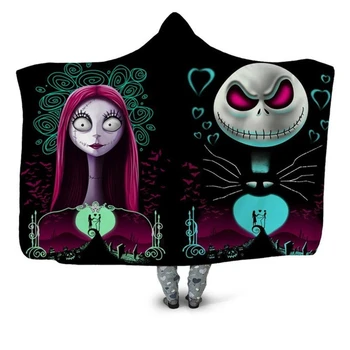 

Watching Blanket Anime Horror Skull Printed Double Velvet Sofa Soft Hooded Blanket sherpa blanket Fleece Wearable Blanket Quilt
