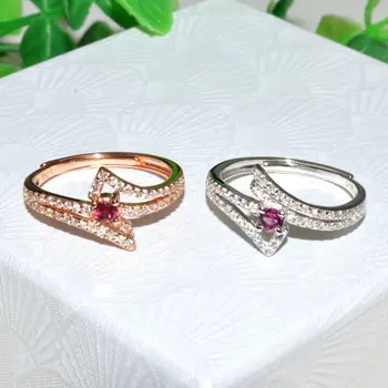 

New Arrival S925 Sterling Silver Special Crown Shape Natural Garnet Setting Adjustable Ring For Women Queen's Gift 5pcs/lot