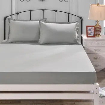 

35 Bed Sheet with Pillowcase pure colour Bed Linen Queen Size Mattress Covers Fitted Sheet Sets With Elastic For King Size