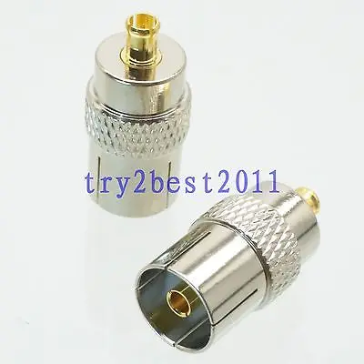 

DHL/EMS 100 Sets*1pce Adapter connector MCX plug pin to IEC PAL DVB-T jack pin 75ohm straight -C1