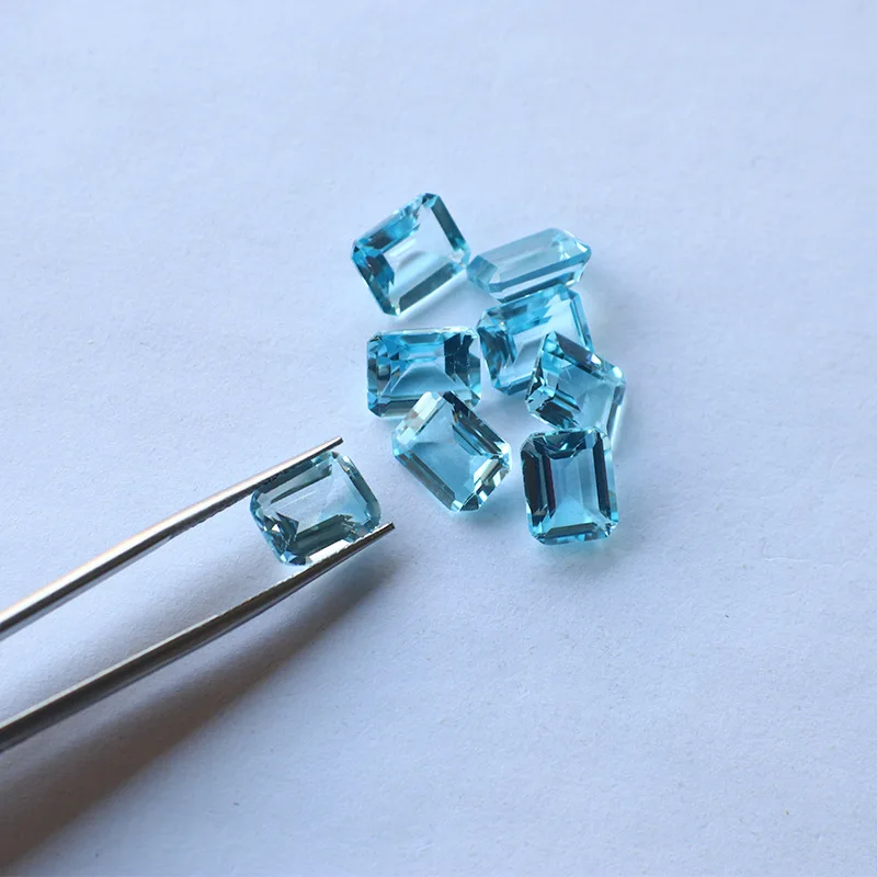 FFGems Natural Swiss blue Topaz Aquamarine Loose Gemstone Rectangle 4*6mm Diy For Silver Gold Ring earring Mounting Fine Jewelry loose gemstones