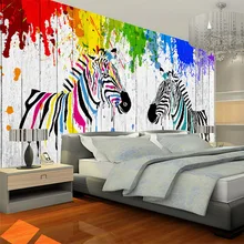 Красочные Зебра граффити обои персонализированные настройки современная мода гостиная детская комната пейзаж домашний Декор 3D Фреска