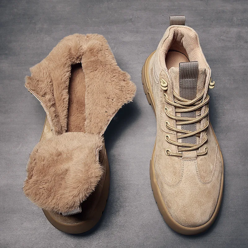 

MEN'S SHOES Winter Trendy Shoes plus Velvet Genuine Leather Martin Boots Men's England Leather Boot Hight-top Boots Short Boots