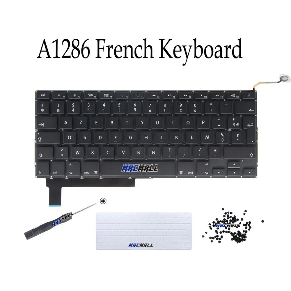 New For MacBook Pro 15&quot Unibody A1286 MB985 MB986 MC371 MC372 FR French Keyboard + Cover Screws 2009-2012 | Компьютеры и офис