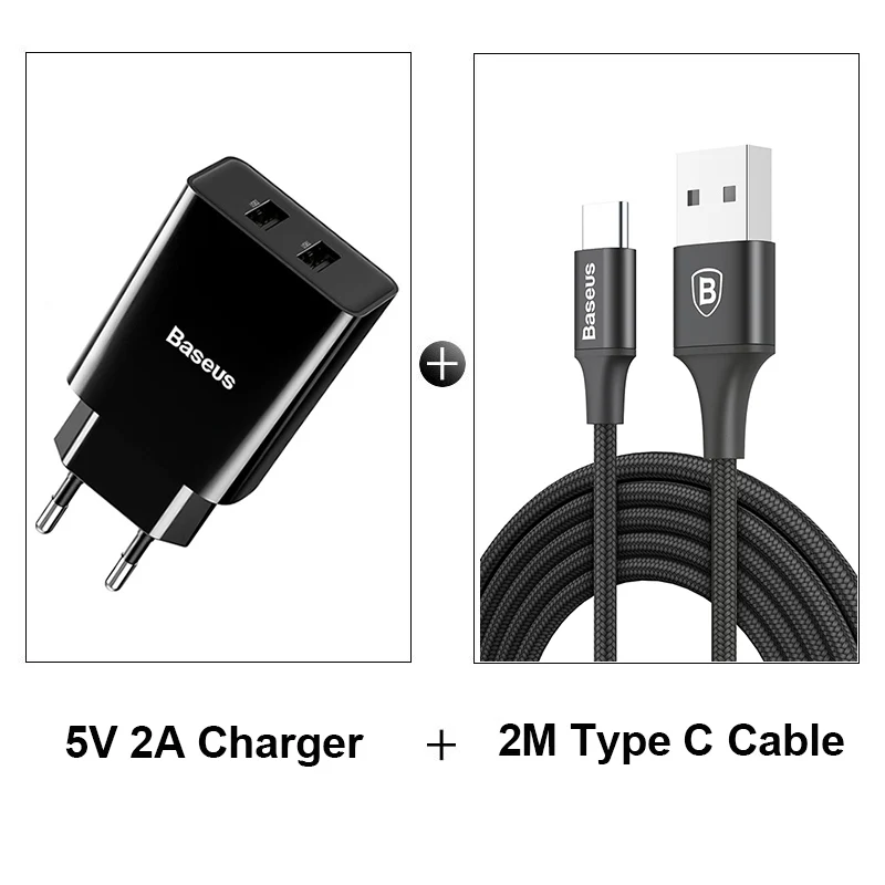 Baseus Mini Dual USB зарядное устройство 10,5 Вт для iPhone 11 Pro X 8 7 Plus Xs Max 5 в 2A портативное зарядное устройство для samsung Xiaomi huawei - Тип штекера: WIITH 2M CABLE