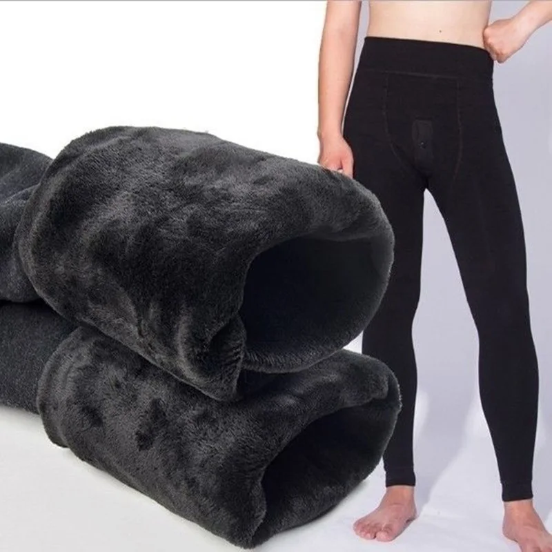 Зимние мужские самосовершенствование теплые брюки утолщение плюс бархат среднего возраста осенние брюки утолщение леггинсы брюки черные