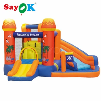 Cheap Inflatable Trampoline Bounce House Water Slide Combo With Water Spray And Blower (Quick Inflate, Portable)