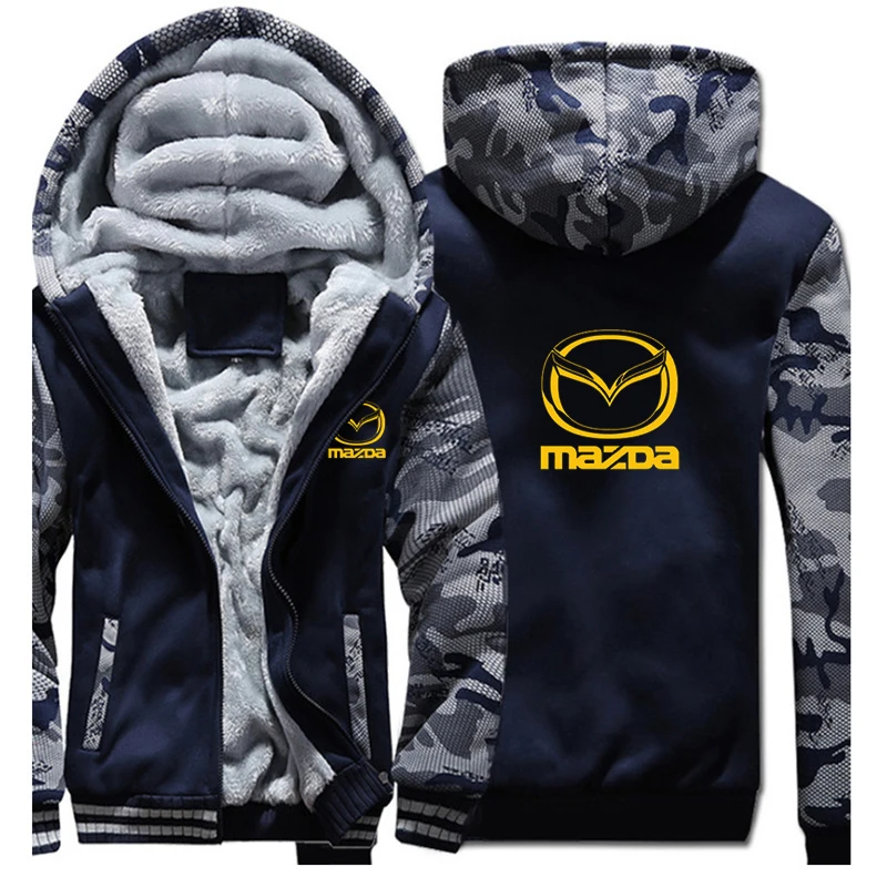 Зима, новинка, Мужская толстовка на молнии, куртка, марка Mazda, знак Fashtion, желтый, розовый, утолщенная, удобная, толстовка, теплая куртка