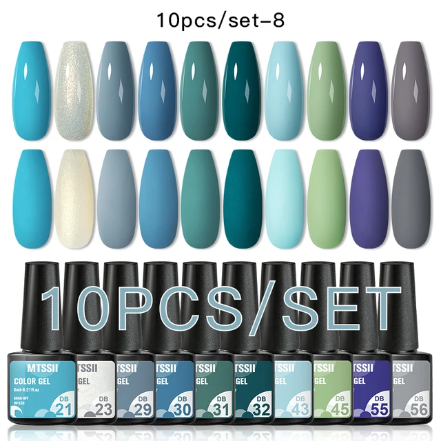 Mtssii 10Pcs/set Color Gel Nail Polish Set 100 Colors Semi Permanent UV Led Gel Varnish Soak Off Nail Lacquers Base Top Coat ZH15012 10PCS