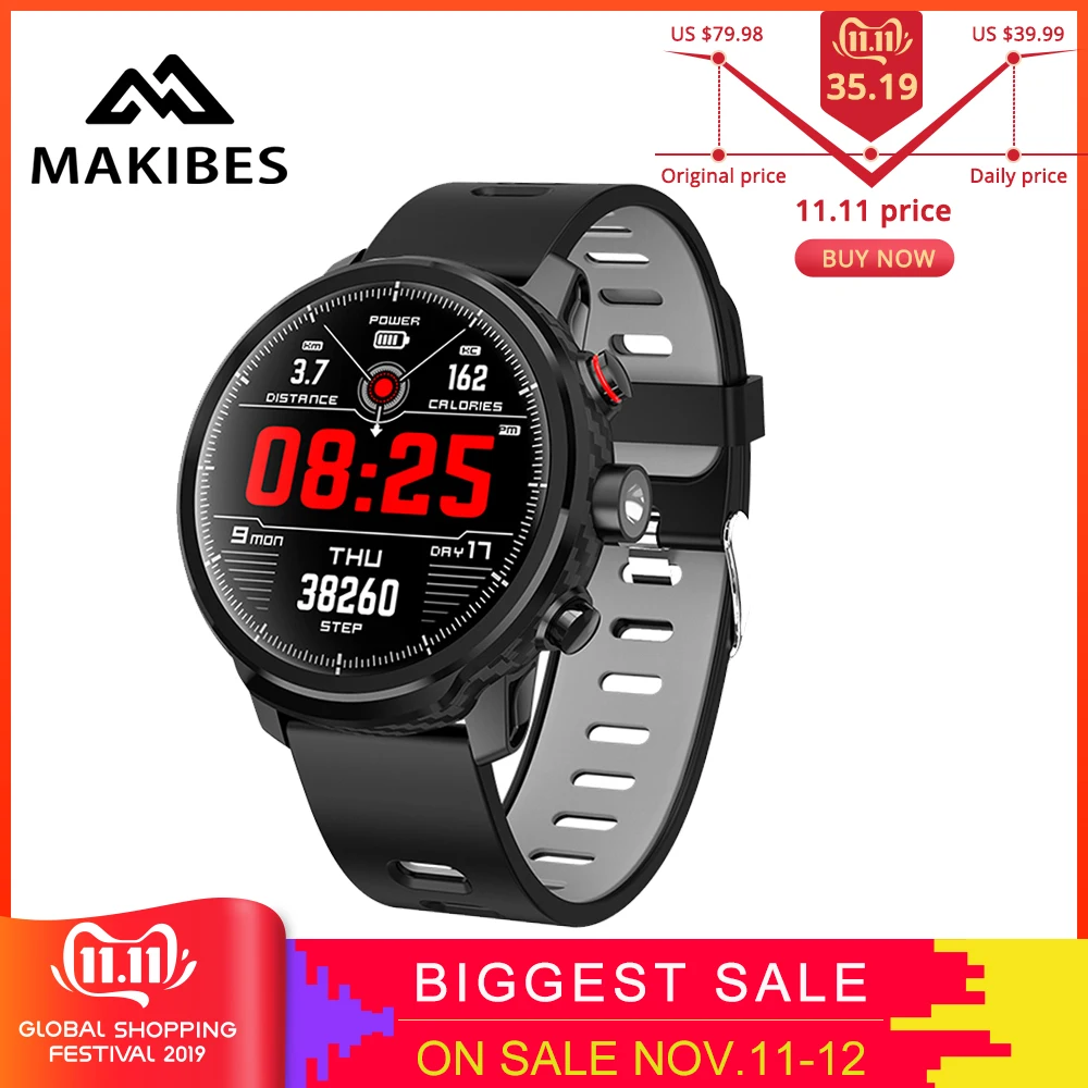 Achat Makibes L5 montres intelligentes en veille pendant 100 jours IP68 étanche temps Smartwatch Support Led éclairage Message rappel d appel