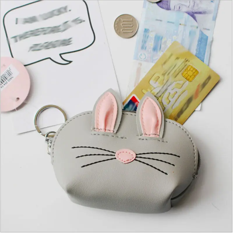 Gray LKEEP, милые кошельки для монет, женские кошельки, кошелек для девушек, дамские, кавайные, Мультяшные, для детей, маленькие монеты, держатель для ключей, карты, сумки для денег - Цвет: Gray