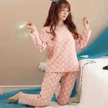 

Sweet Girl Cute Cartoon Print Pajamas Set Long-sleeved Trousers Casual Suit Home Service Two-piece