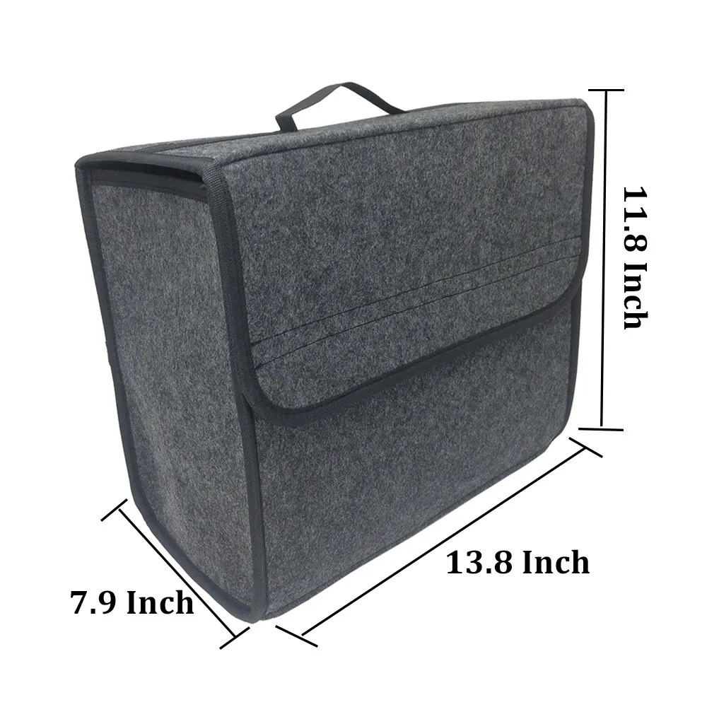 Buendeer 35x30x20 см органайзер для багажника автомобиля Складная войлочная сумка для хранения Нескользящая противопожарная автомобильная сумка для багажника для продуктов Органайзер серый/черный