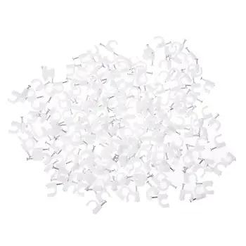 

200 Pcs 8mm Diameter Electric Cable White Plastic Circle Nail Clips