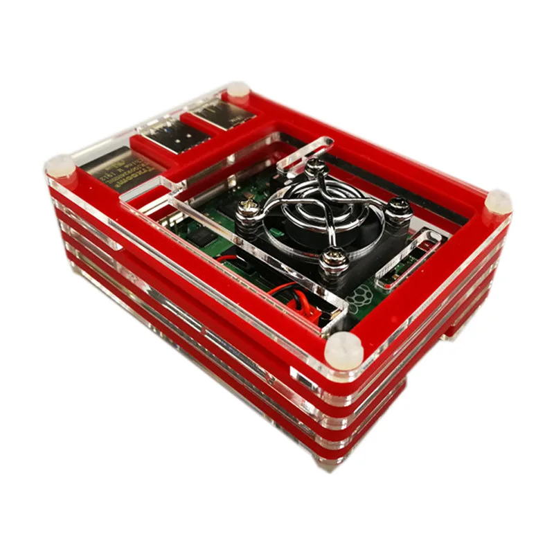 Для Raspberry pi 4 поколения 4B макетная плата шасси 9 слоев акриловый корпус с вентилятор+ кожух вентилятора