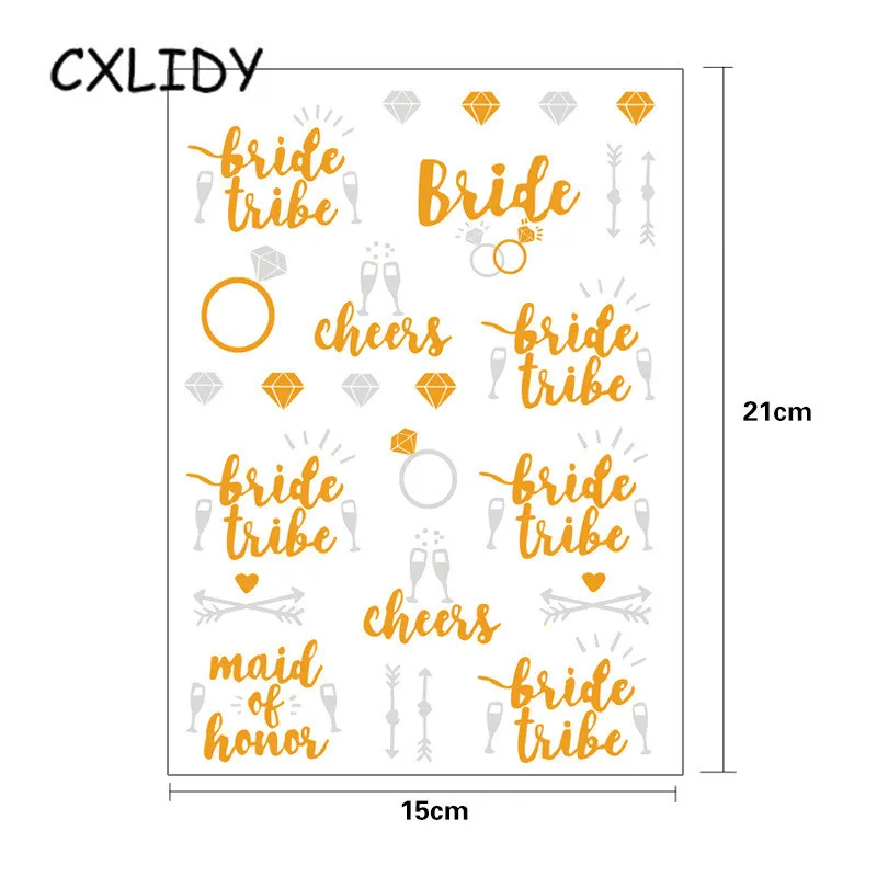 Team Bride Bridal Bachelor Party Wedding Hot Stamping Water Transfer Tattoo Stickers aa044 (3)