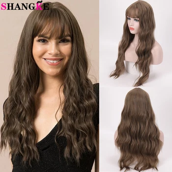 

SHANGKE 26Inch Cosplay Long Curly Synthetic Wigs For Women Brown Pink Blonde Wig High Temperature Fiber