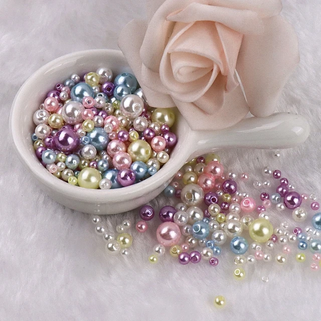 150-200Pcs Colorful ABS Imitation Pearls Mix 3-8mm Round Beads With Holes DIY Bracelet Charms Necklace Beads For Jewelry Making 2119 Mix Macaroon