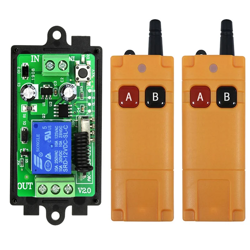 

2000m DC 12V 24V 1CH Wireless rf Remote Control Switch Relay Output Radio receiver & 315/433 MHz Remote controller garage door