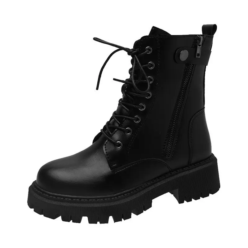 A14 Thick-soled Martin boots women's British leather 2020 new boots children's feet small motorcycle short boots.