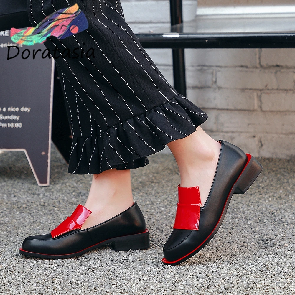 

DORATASIA 2020 Brand New Girl Comfort Genuine Leather OL Pumps mixed-color Dress Pumps Women Casual Low Heels Shoes Woman