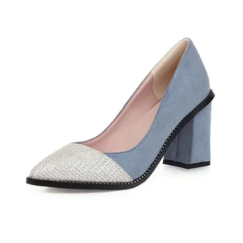 

Big Size Pointed contrast single shoes ladies high heels women shoes woman pumps