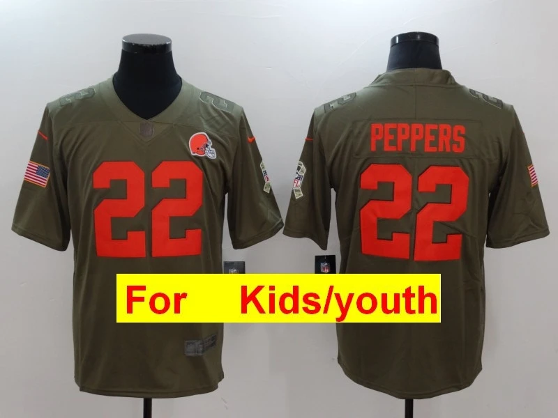 Молодежные Детские трикотажные изделия Cleveland Jabrill Peppers Baker Mayfield Myles Garrett Josh Gordon Jabrill Peppers Joe Thomas - Цвет: Коричневый