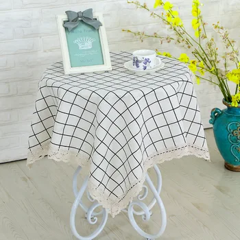 

Factory Direct Selling Tablecloth Cotton Plaid Table Cloth Table Drape Rectangular Table round-Table Dustproof Cloth