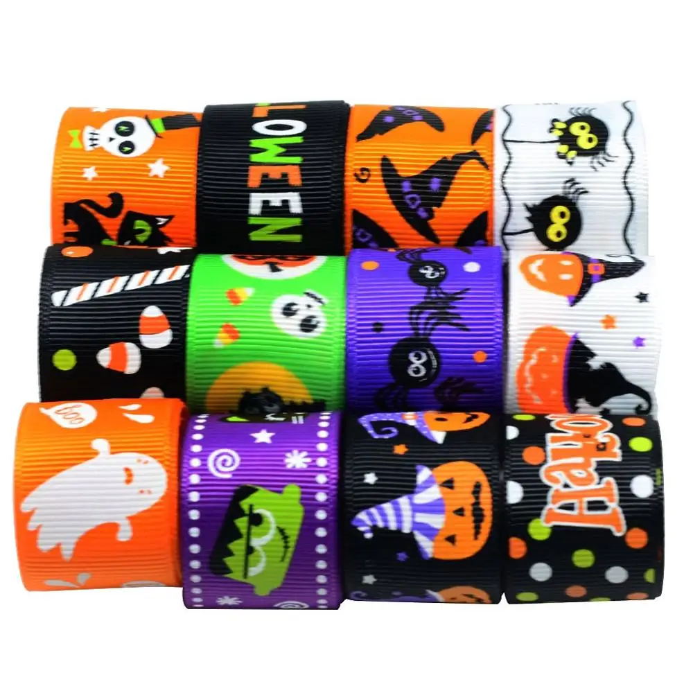 

suoja 4meters/lot,1yard/design 25mm Halloween Pattern Grosgrain Ribbons DIY Art Handmade Materials Ribbon