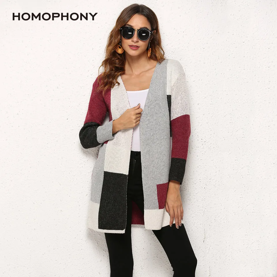 Женский свободный кардиган HOMOPHONY трикотажный с длинным рукавом верхняя одежда