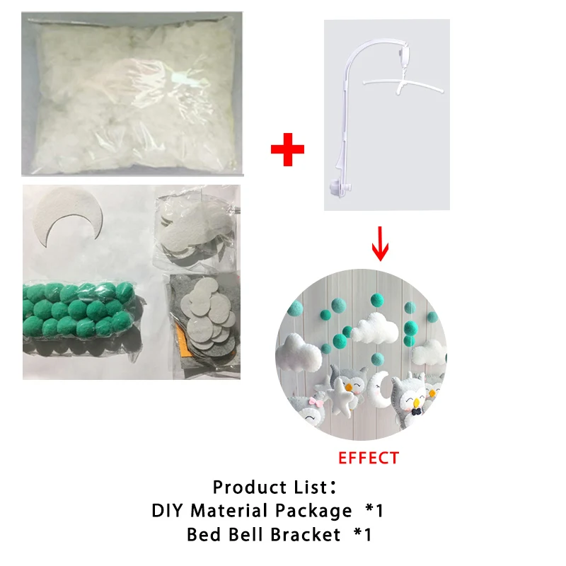 Детские погремушки детский мобильный музыкальные вращающиеся игрушки новорожденная кроватка колокольчик беременная мама DIY ручной работы мультфильм животное материал посылка - Цвет: WJ3551C-SET
