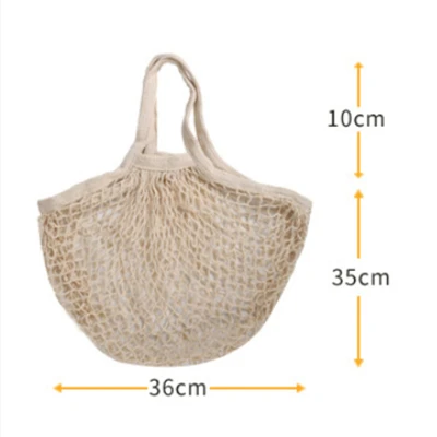 beige handbag 50 шт./компл. многоразовый сетка-мешок сумка из натурального хлопка Чистая сумка на плечо сумка-тоут для фруктов и овощей, Бакалея покупок эко-можно стирать в машине - Цвет: beige handbag