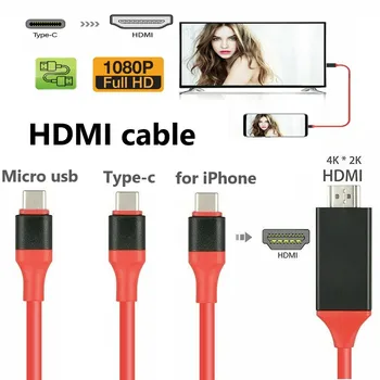 

Type-C To HDMI Adapter Cable for Hauwei Mate10 Pro S8 Micro Usb Hdmi Cable for Samsung 1080P HDMI HDTV Cable for IPhone