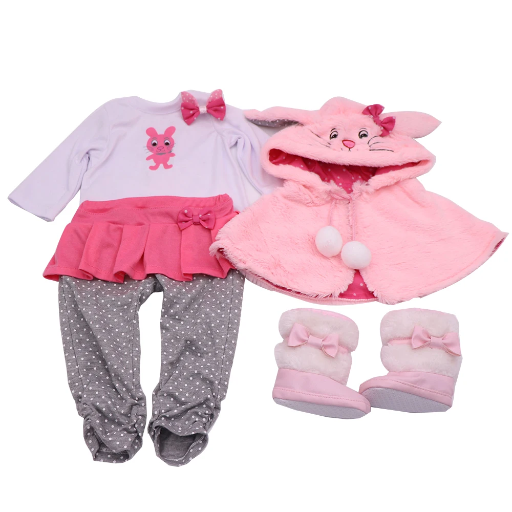 16-18 дюймов три части Reborn Baby Doll Одежда девочка Розовый Горячая Распродажа аксессуар плюшевые игрушки Красивые милые модные