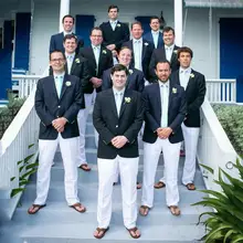 Повседневные блейзеры для вечеринки, дня рождения, выпускного, черная куртка+ белые штаны, приталенные костюмы для жениха, свадебные костюмы, мужские смокинги с отворотом